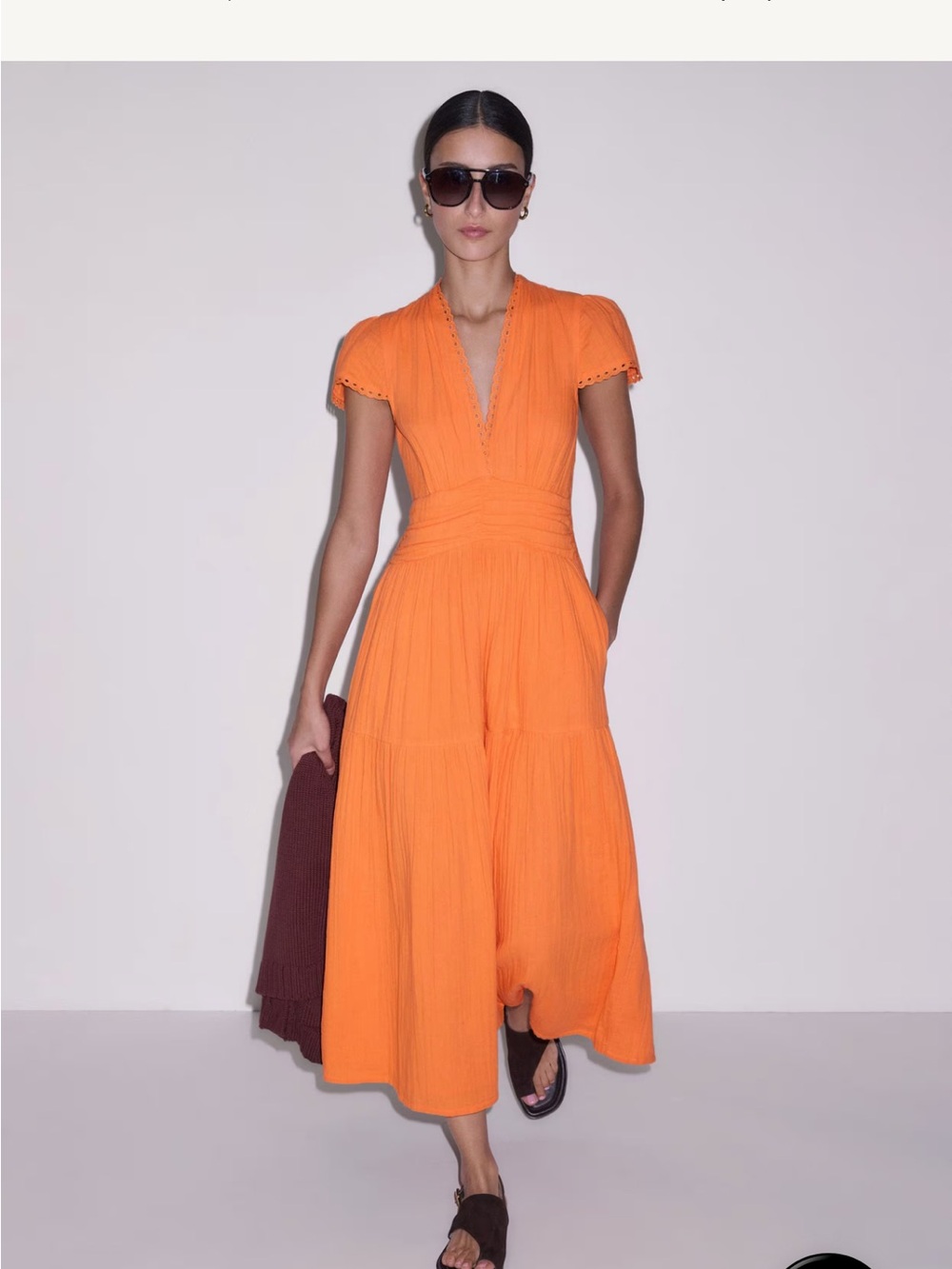 ME+EM Orange Tiered Maxi Dress